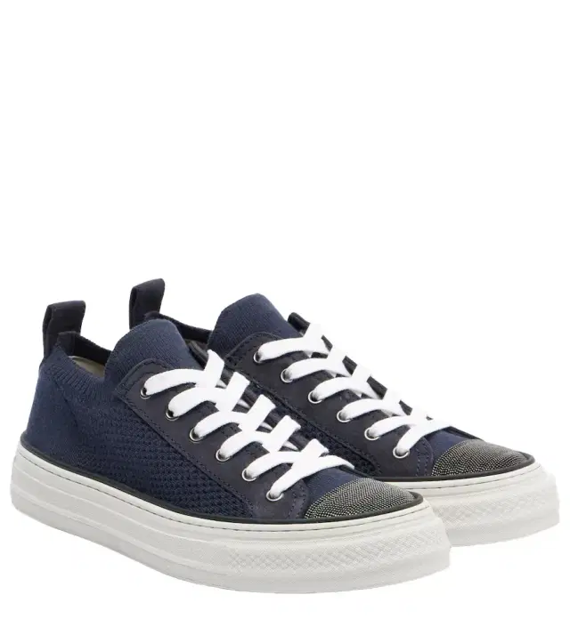 Brunello Cucinelli Monili suede-trimmed sneakers