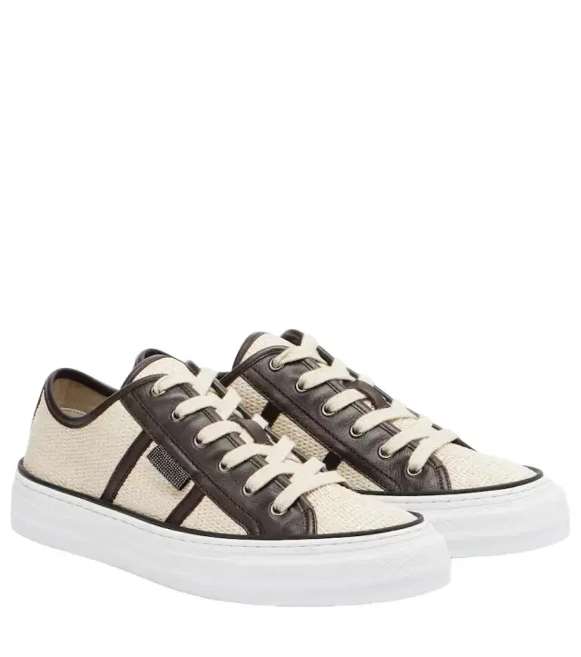 Brunello Cucinelli Classic leather-trimmed sneakers