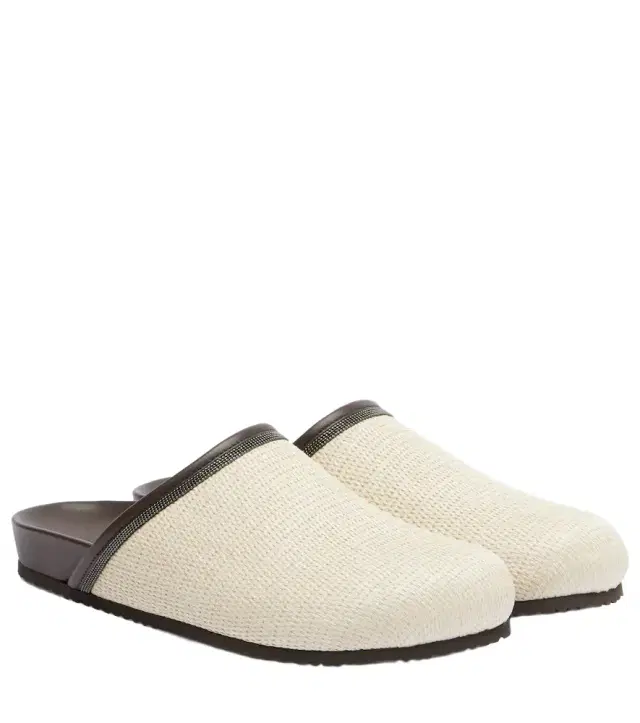 Brunello Cucinelli Monili leather-trimmed mules