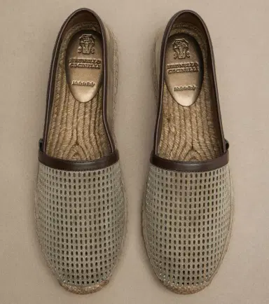 Brunello Cucinelli Perforated leather and suede espadrilles | Thumbnail 4