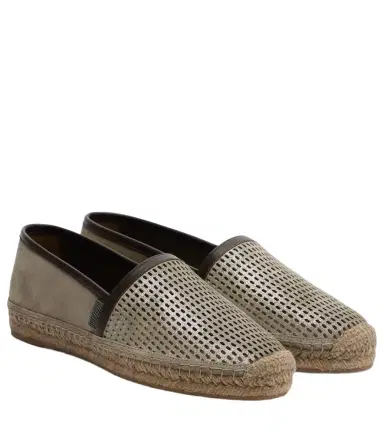 Brunello Cucinelli Perforated leather and suede espadrilles | Thumbnail 1