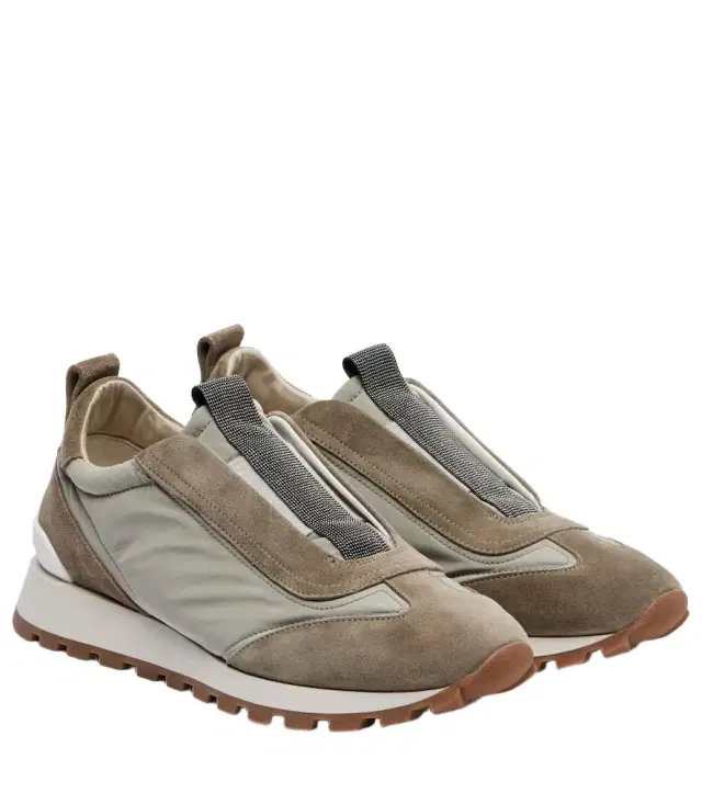 Brunello Cucinelli Monili suede-trimmed sneakers