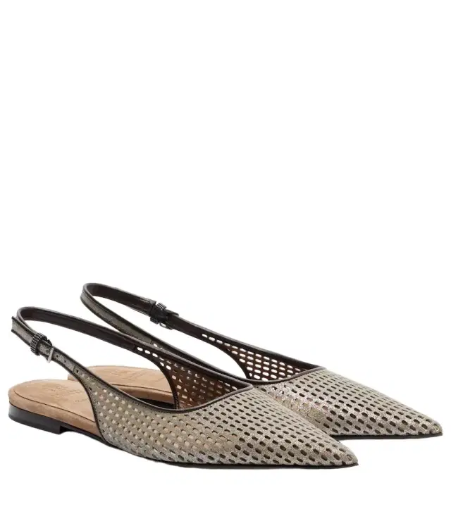 Brunello Cucinelli Monili leather slingback ballet flats