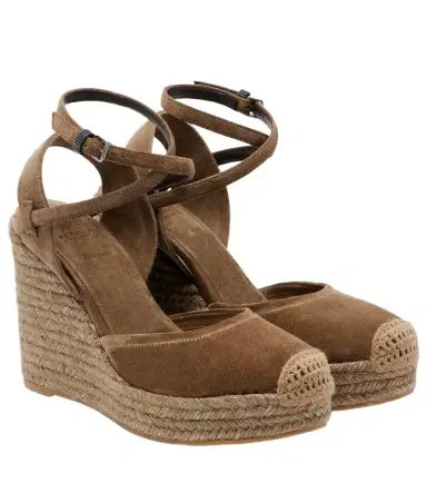 Brunello Cucinelli Monili 80 suede espadrille wedges | Thumbnail 1 Brunello Cucinelli Monili 80 suede espadrille wedges | Thumbnail 1