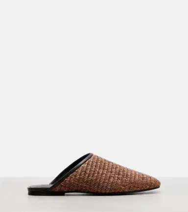 Brunello Cucinelli Leather-trimmed raffia mules | Thumbnail 2