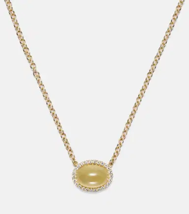 Octavia Elizabeth Bermuda Grass 18kt gold chain necklace with beryl and diamonds | Thumbnail 2
