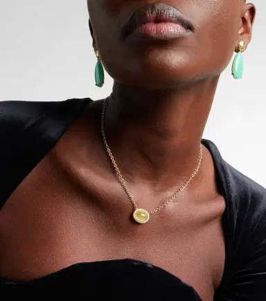 Octavia Elizabeth Bermuda Grass 18kt gold chain necklace with beryl and diamonds | Thumbnail 4