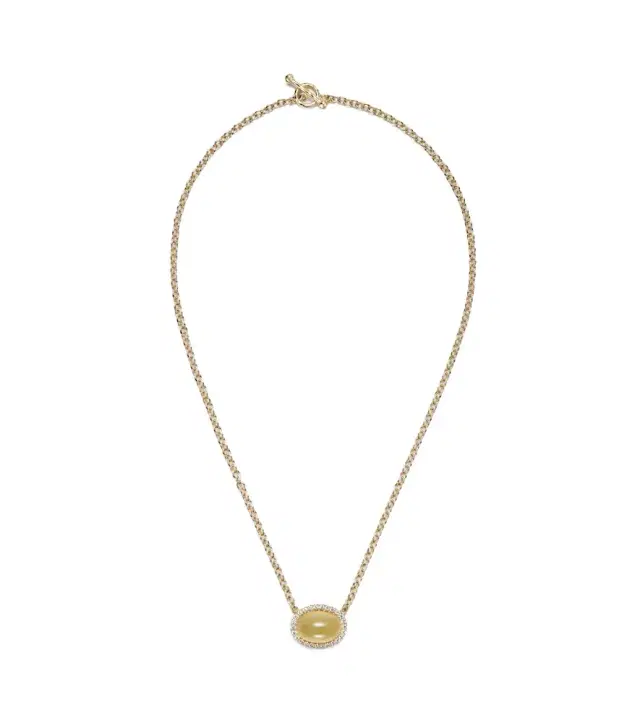 Octavia Elizabeth Bermuda Grass 18kt gold chain necklace with beryl and diamonds