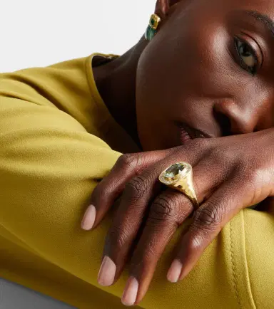 Octavia Elizabeth Chroma 18kt gold ring with diamonds and beryl | Thumbnail 3