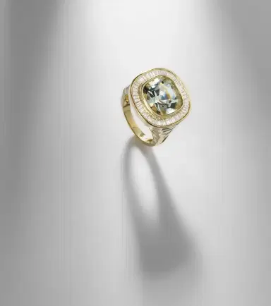 Octavia Elizabeth Chroma 18kt gold ring with diamonds and beryl | Thumbnail 4