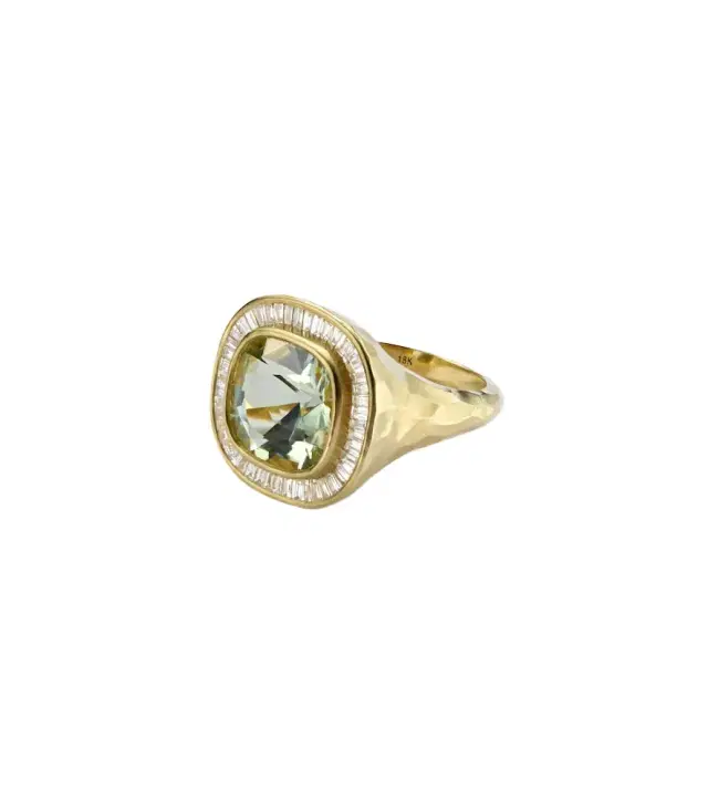 Octavia Elizabeth Chroma 18kt gold ring with diamonds and beryl