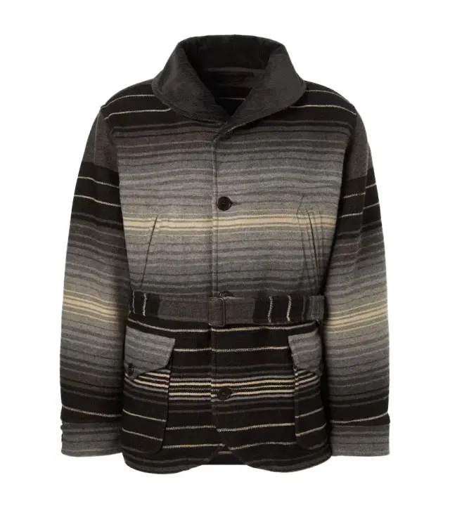 RRL Striped wool and cotton jacquard coat