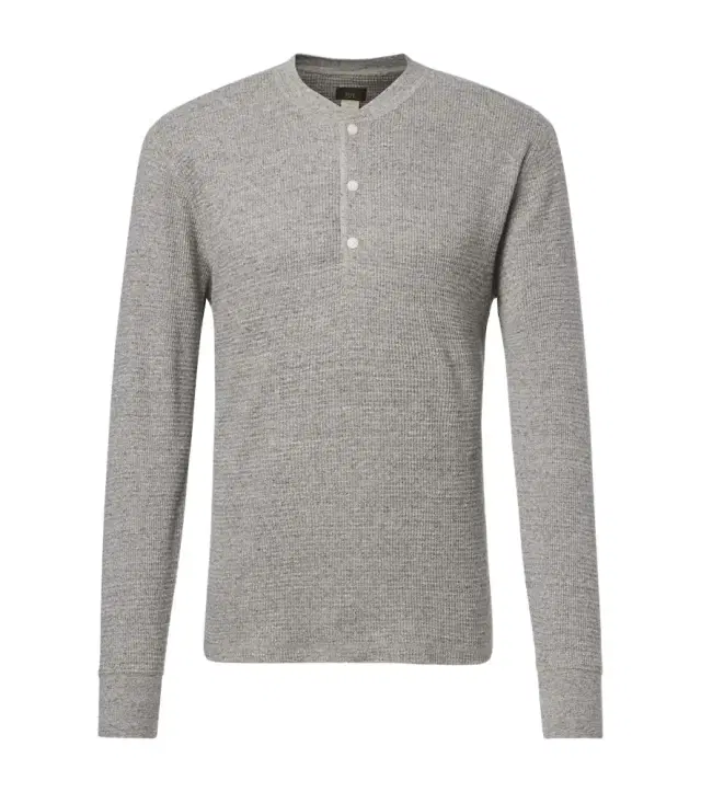 Waffle-knit cotton Henley shirt