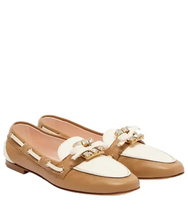 Roger Vivier Embellished leather boat shoes