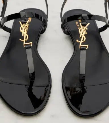 Saint Laurent Cassandre patent leather thong sandals | Thumbnail 3