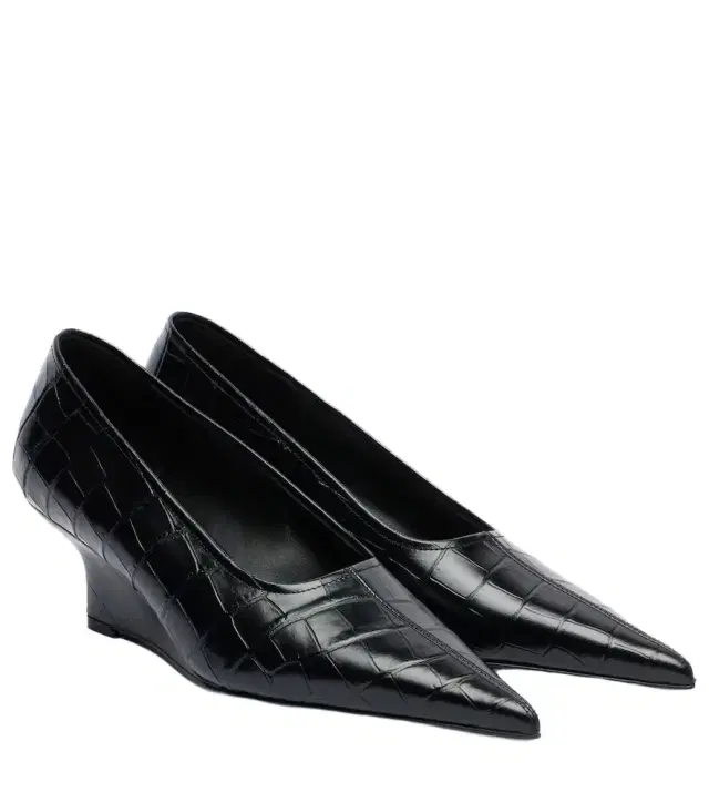 Toteme Croc-effect leather wedges
