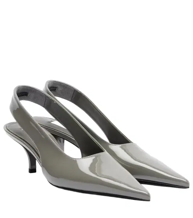 Patent leather slingback pumps