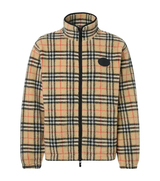 Check wool-blend zip-up jacket