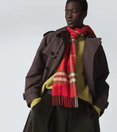 Burberry Check fringed cashmere scarf | Thumbnail 4