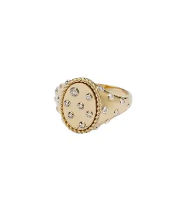 Yvonne Leon Yvonne Léon Plumetis 9kt gold ring with diamonds | Thumbnail 1