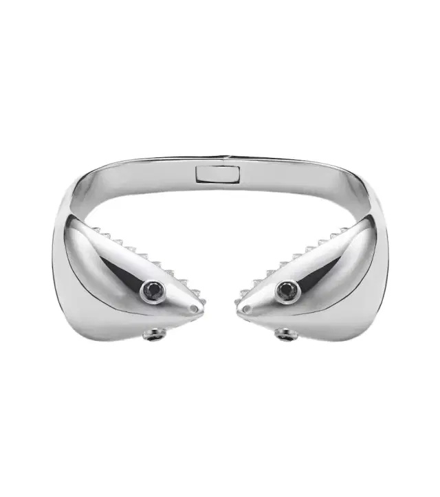 Yvonne Leon Yvonne Léon Requin 9kt white gold bangle with diamonds