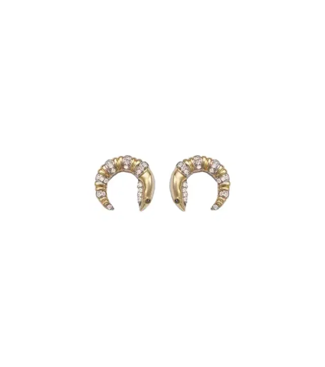 Yvonne Leon Yvonne Léon Écrevisse 9kt gold earrings with diamonds