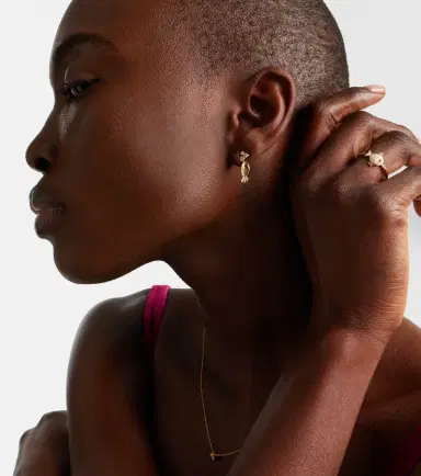 Yvonne Léon Yvonne Léon Sous L'eau 9kt gold earrings with diamonds and sapphires | Thumbnail 3