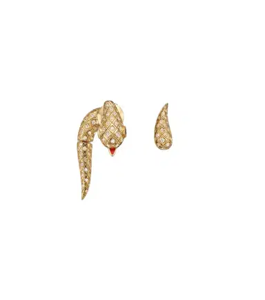Yvonne Léon Yvonne Léon Python 9kt gold earrings with diamonds and spinels | Thumbnail 1 Yvonne Léon Yvonne Léon Python 9kt gold earrings with diamonds and spinels | Thumbnail 1