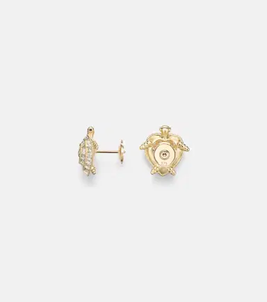 Yvonne Léon Yvonne Léon Tortue Coeur 9kt gold earrings with diamonds | Thumbnail 4