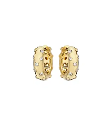 Yvonne Léon Yvonne Léon Plumetis 9kt gold hoop earrings with diamonds | Thumbnail 1