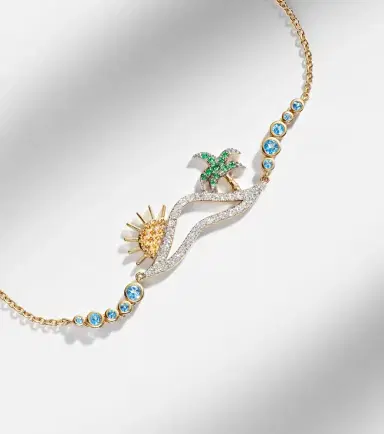 Yvonne Leon Yvonne Léon La Plage 9kt gold bracelet with diamonds and gemstones | Thumbnail 4