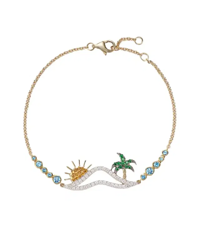 Yvonne Leon Yvonne Léon La Plage 9kt gold bracelet with diamonds and gemstones