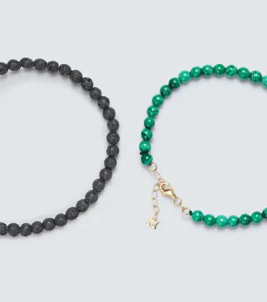 Mateo Set of 2 14kt gold beaded bracelets with malachite and lava rock | Thumbnail 2 Mateo Set of 2 14kt gold beaded bracelets with malachite and lava rock | Thumbnail 2