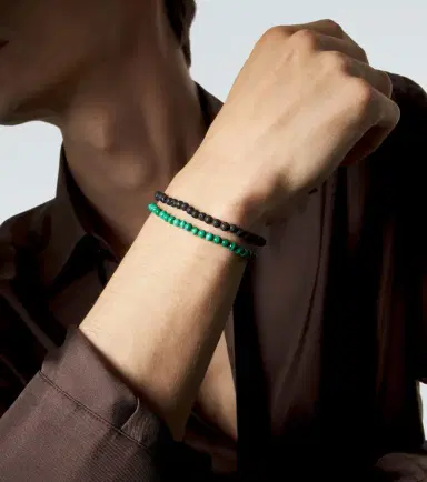 Mateo Set of 2 14kt gold beaded bracelets with malachite and lava rock | Thumbnail 3 Mateo Set of 2 14kt gold beaded bracelets with malachite and lava rock | Thumbnail 3
