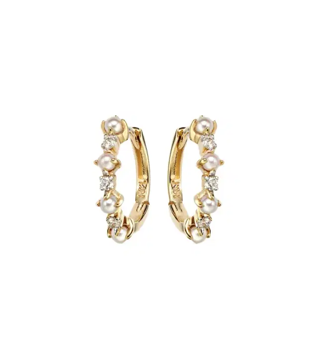 Mateo 14kt gold earrings with diamonds and pearls