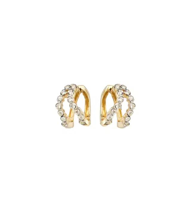 Mateo Wave 14kt gold huggie earrings with diamonds