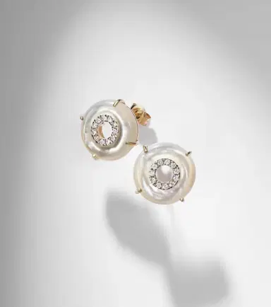 Mateo 14kt gold earrings with diamonds and pearls | Thumbnail 5