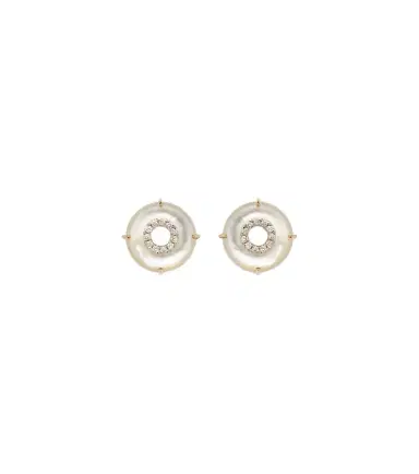 Mateo 14kt gold earrings with diamonds and pearls | Thumbnail 1