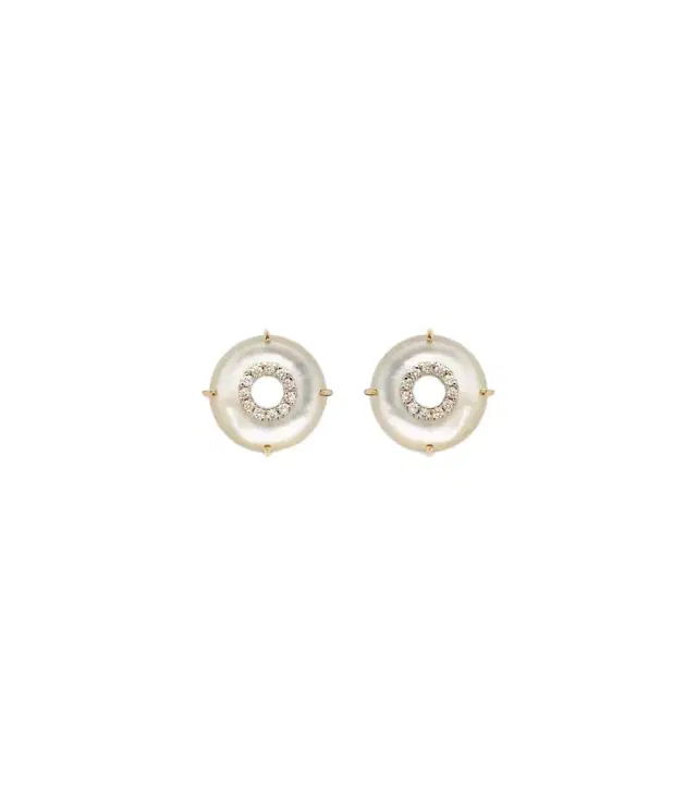 Mateo 14kt gold earrings with diamonds and pearls