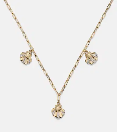 Mateo 3 Petite Venus Shell 14kt gold necklace with diamonds | Thumbnail 5
