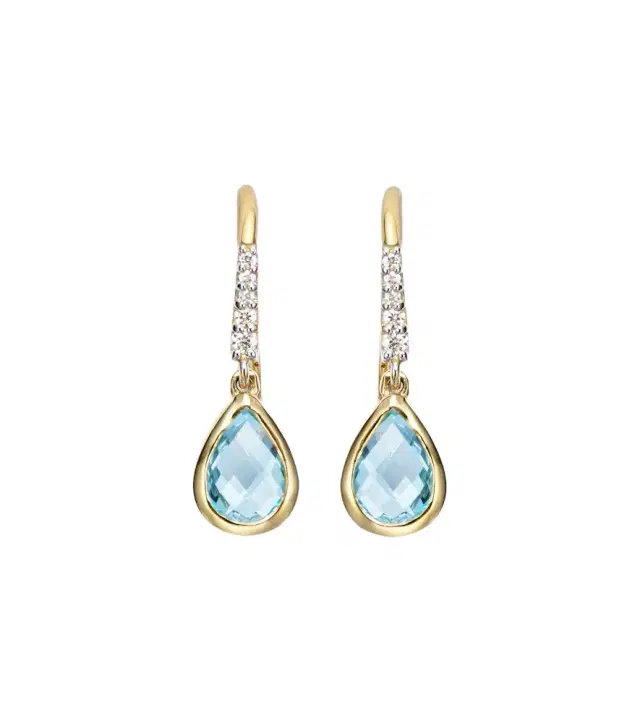 Mateo 14kt gold drop earrings with topaz and diamonds