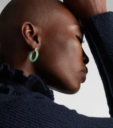 Mateo 14kt gold hoop earrings with jade | Thumbnail 2