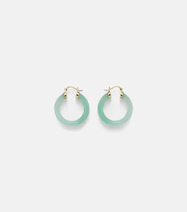 Mateo 14kt gold hoop earrings with jade | Thumbnail 4
