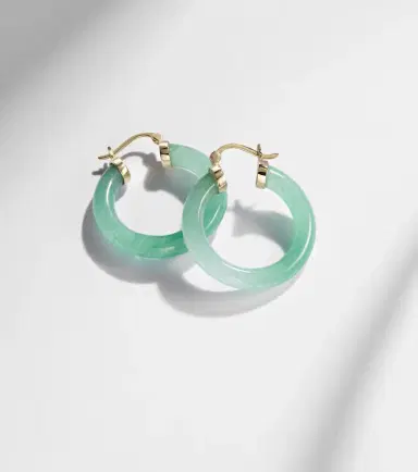 Mateo 14kt gold hoop earrings with jade | Thumbnail 5