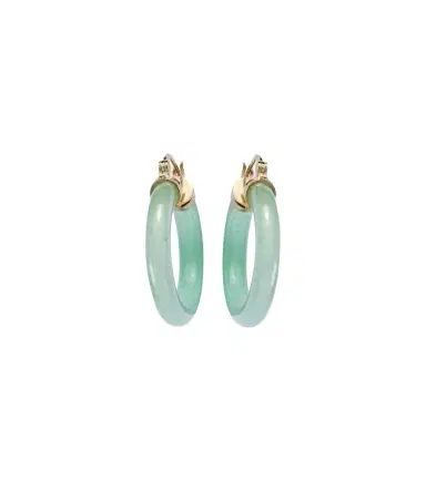 Mateo 14kt gold hoop earrings with jade | Thumbnail 1