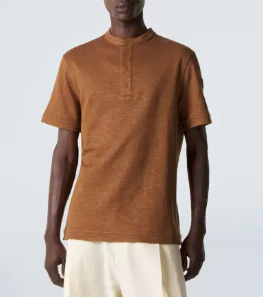 Moncler Cotton and linen-blend polo shirt | Thumbnail 3 Moncler Cotton and linen-blend polo shirt | Thumbnail 3