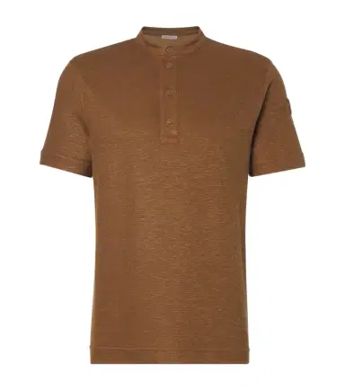 Moncler Cotton and linen-blend polo shirt | Thumbnail 1 Moncler Cotton and linen-blend polo shirt | Thumbnail 1