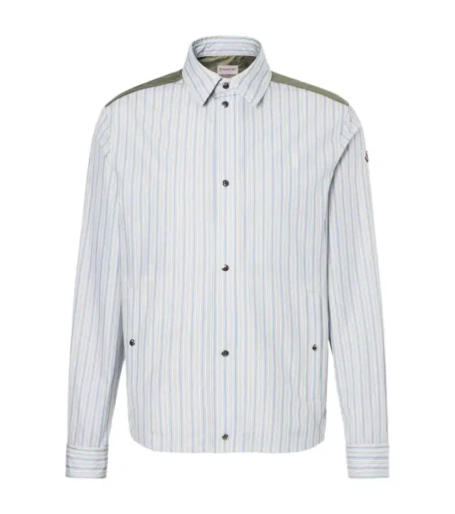triped cotton poplin zip-up shirt