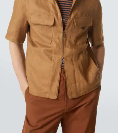 Moncler Linen twill zip-up shirt | Thumbnail 5
