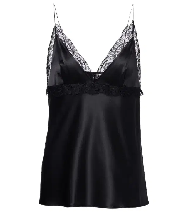 Lace-trimmed silk-blend satin camisole